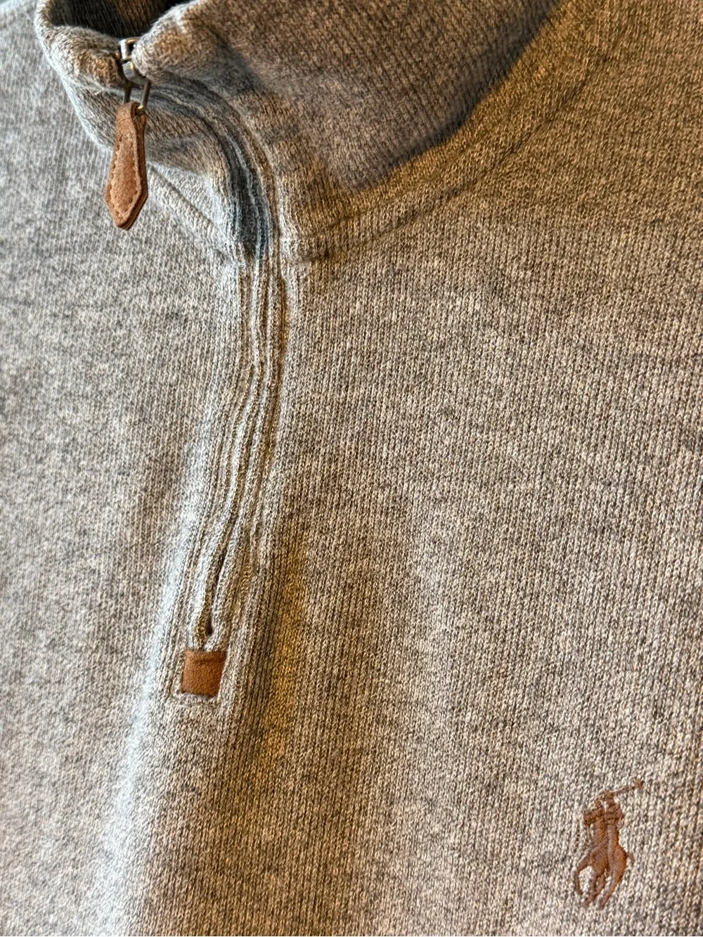 Polo Ralph Lauren Men’s 1/4 Zip Cotton Pullover Gray Large Pony Logo